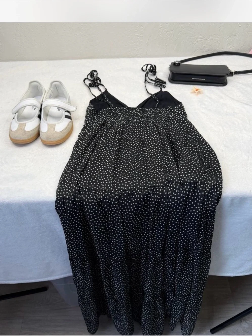Abercrombie & Fitch Black Polka Dot Strap Dress